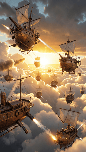 Steampunk Airship Battle