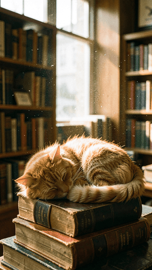 Cozy Bookshop Cat
